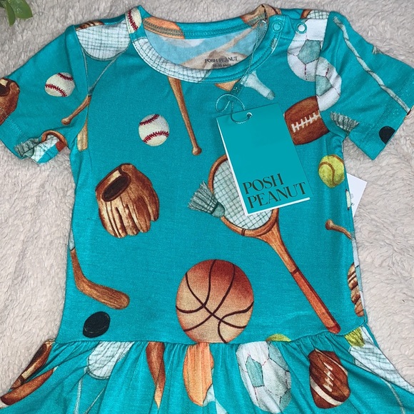 NWT Posh Peanut Sports Day Twirl Bodysuit Dress 12-18M - Picture 3 of 4